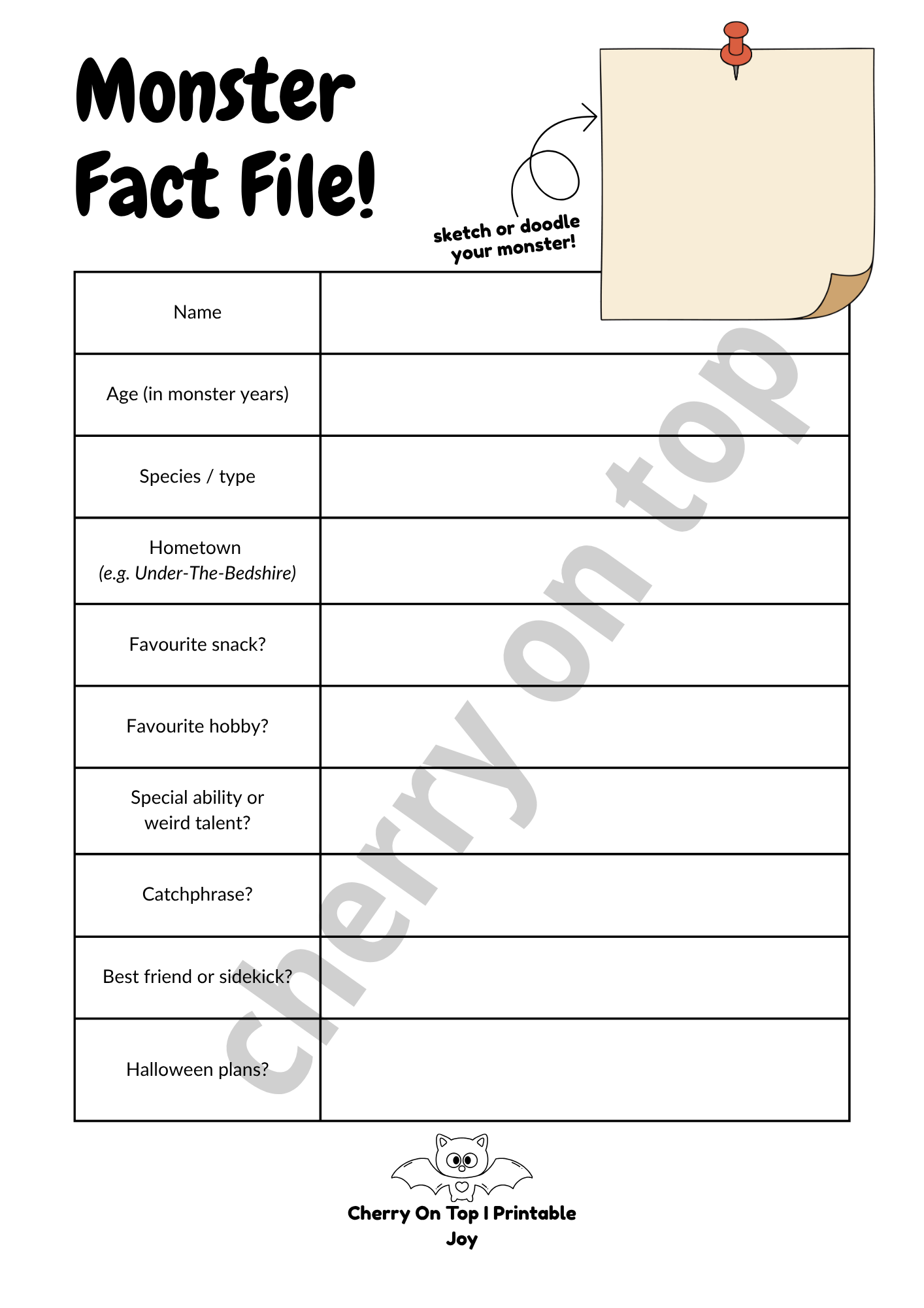 Build-A-Monster: Halloween Craft Activity Pack I Instant Download