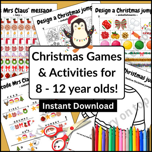Big Kids Holiday Pack - Games, Riddles & Crafts for Ages 8-12 I Instant Download