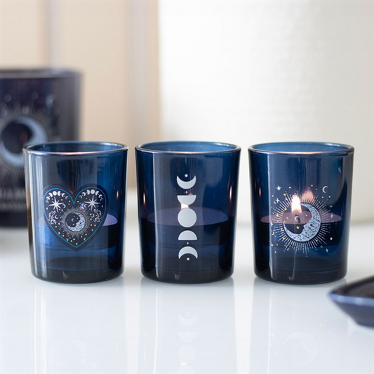 'Blue Moon' Tea Light Candle Holders ~ Set of 3