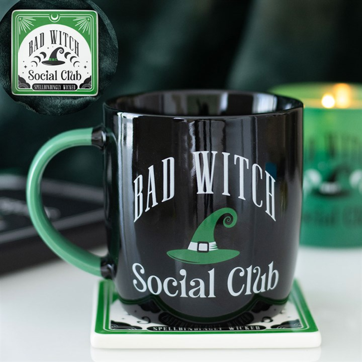 Wicked-Inspired 'Bad Witch Social Club' Mug and Coaster Set