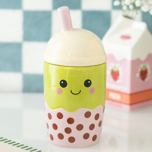 Kawaii bubble-tea shaped ceramic wax melter and oil burner.