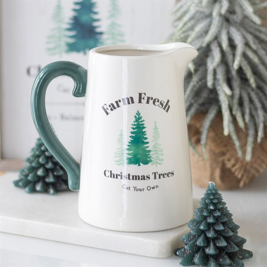 'Farm Fresh Christmas Trees' Ceramic Flower Jug