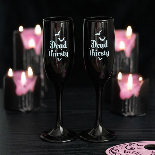 'Dead Thirsty' Champagne Flutes ~ Set of 2