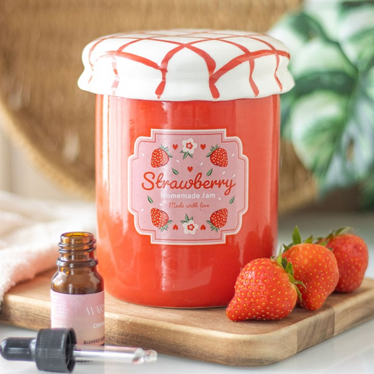 Strawberry Jam Jar Ceramic Wax Melter I Oil Burner