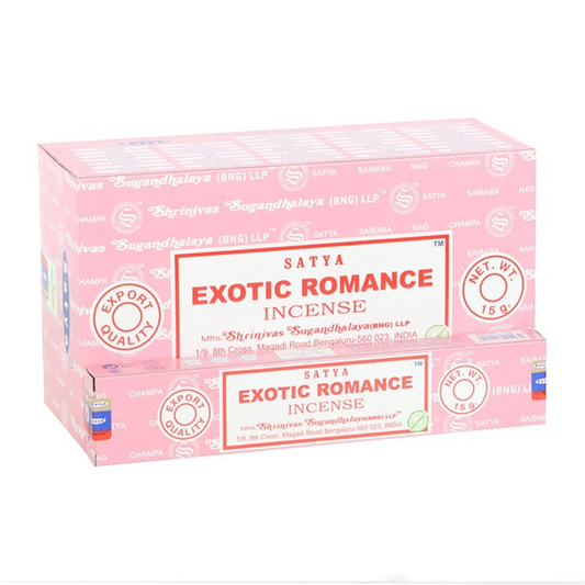 Satya Exotic Romance Incense Sticks ~ 12 Packs