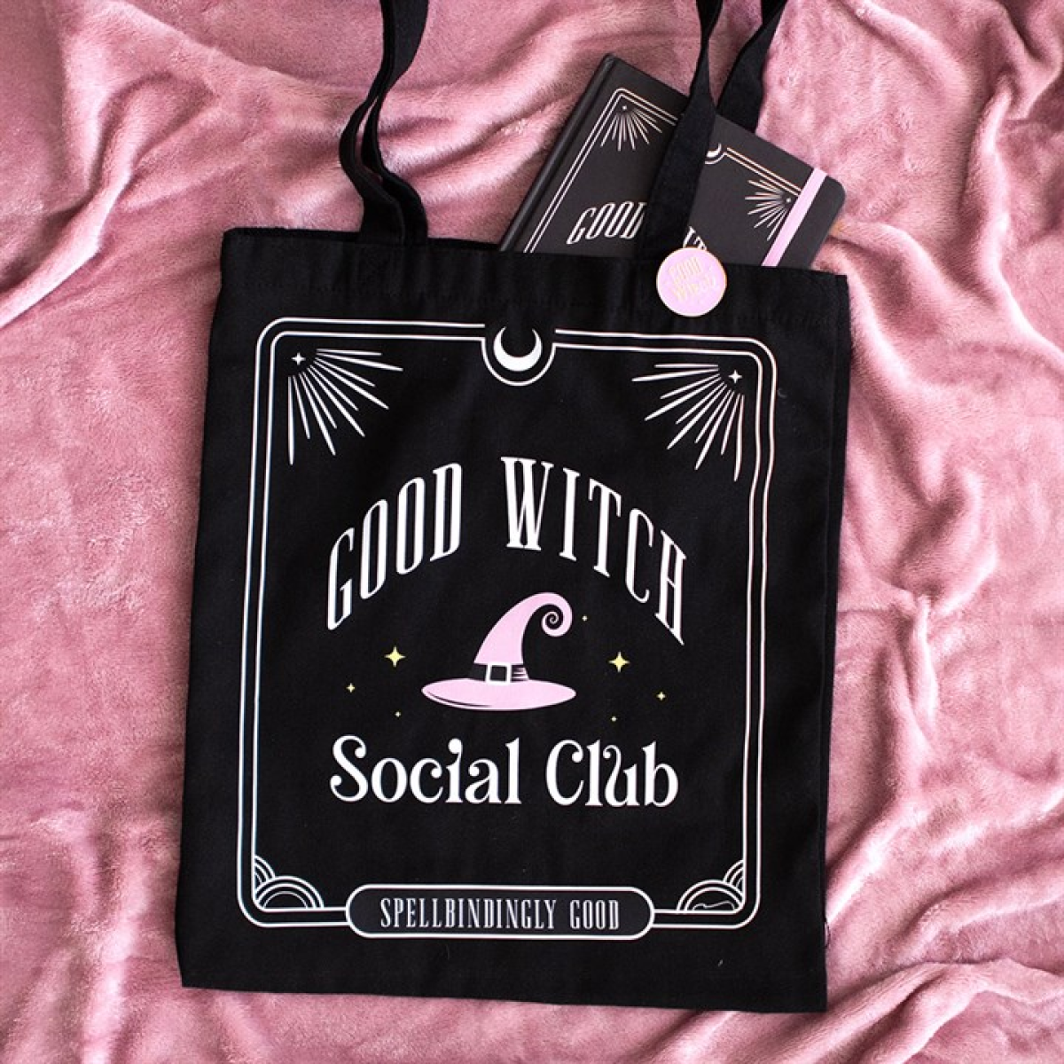 'Good Witch Social Club' Tote Bag ~ with Pin Badge
