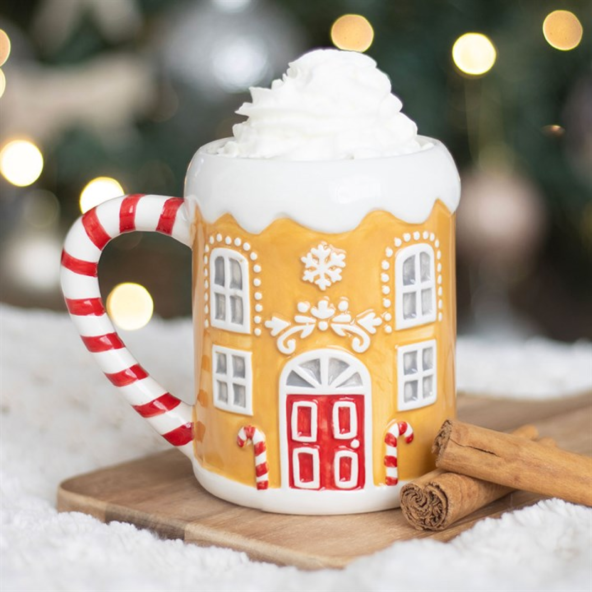 'Candy Cane' Gingerbread House-Shaped Mug
