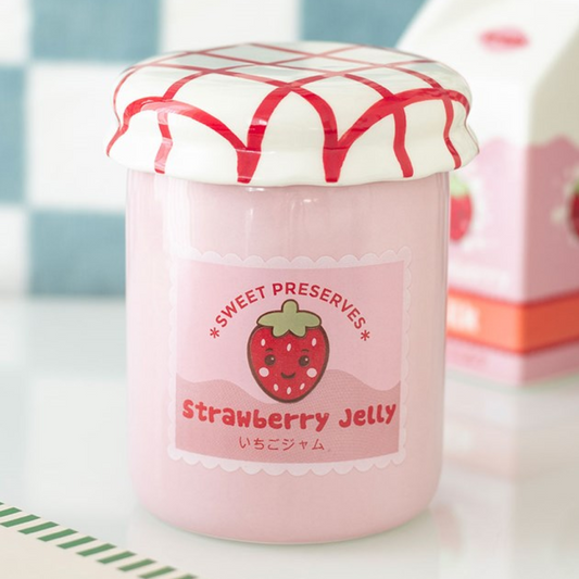 Kawaii style strawberry jelly jar shaped wax melter and oil burner.