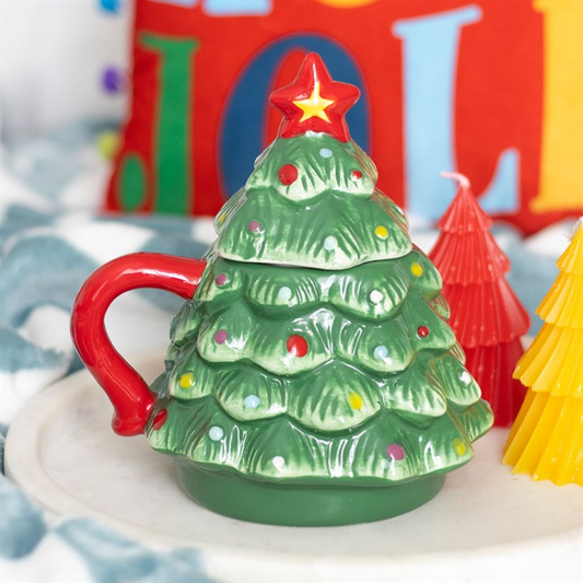'Nostalgic Christmas' Tree-Shaped Mug