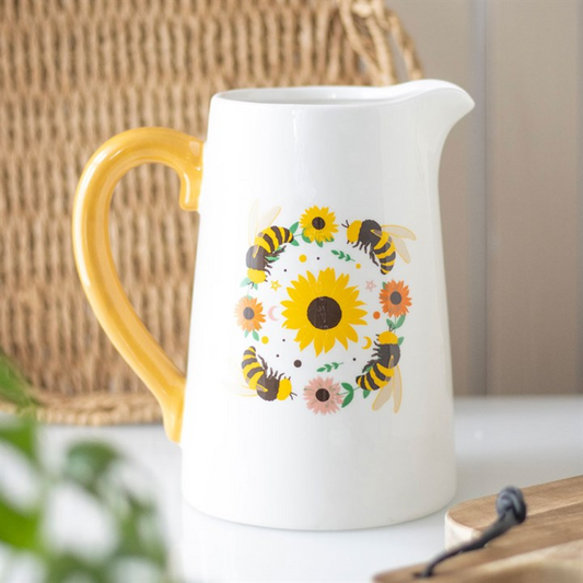Bee & Sunflower Ceramic Flower Jug