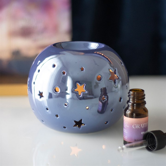 Purple Iridescent Star Ceramic Wax Melter I Oil Burner