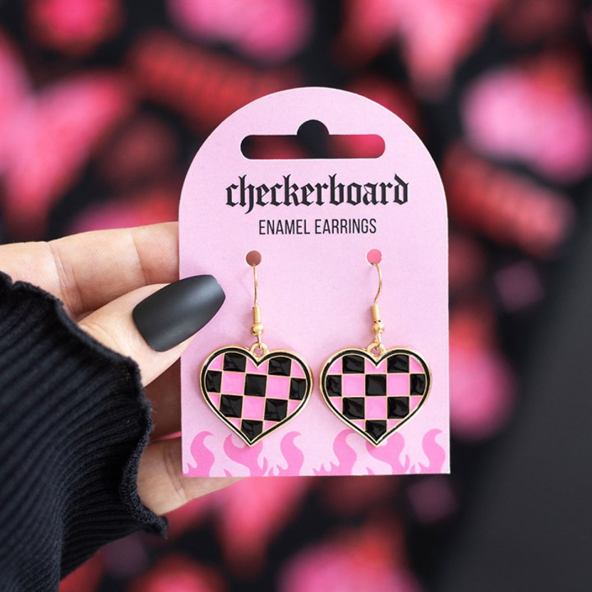 'Checkerboard' Heart Earrings