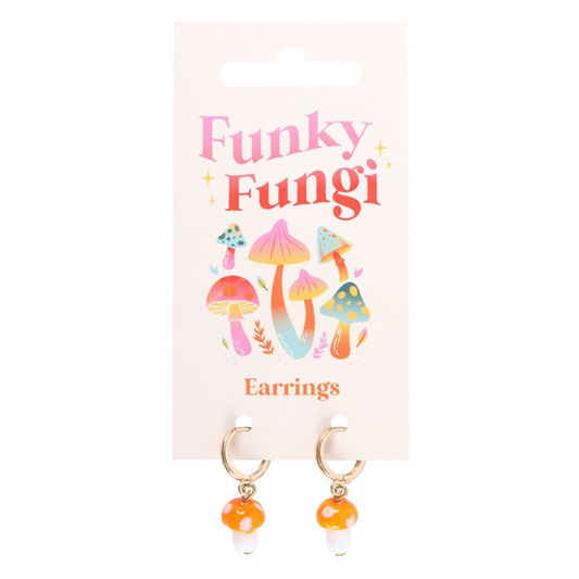 'Funky Fungi' Orange Dangly Earrings