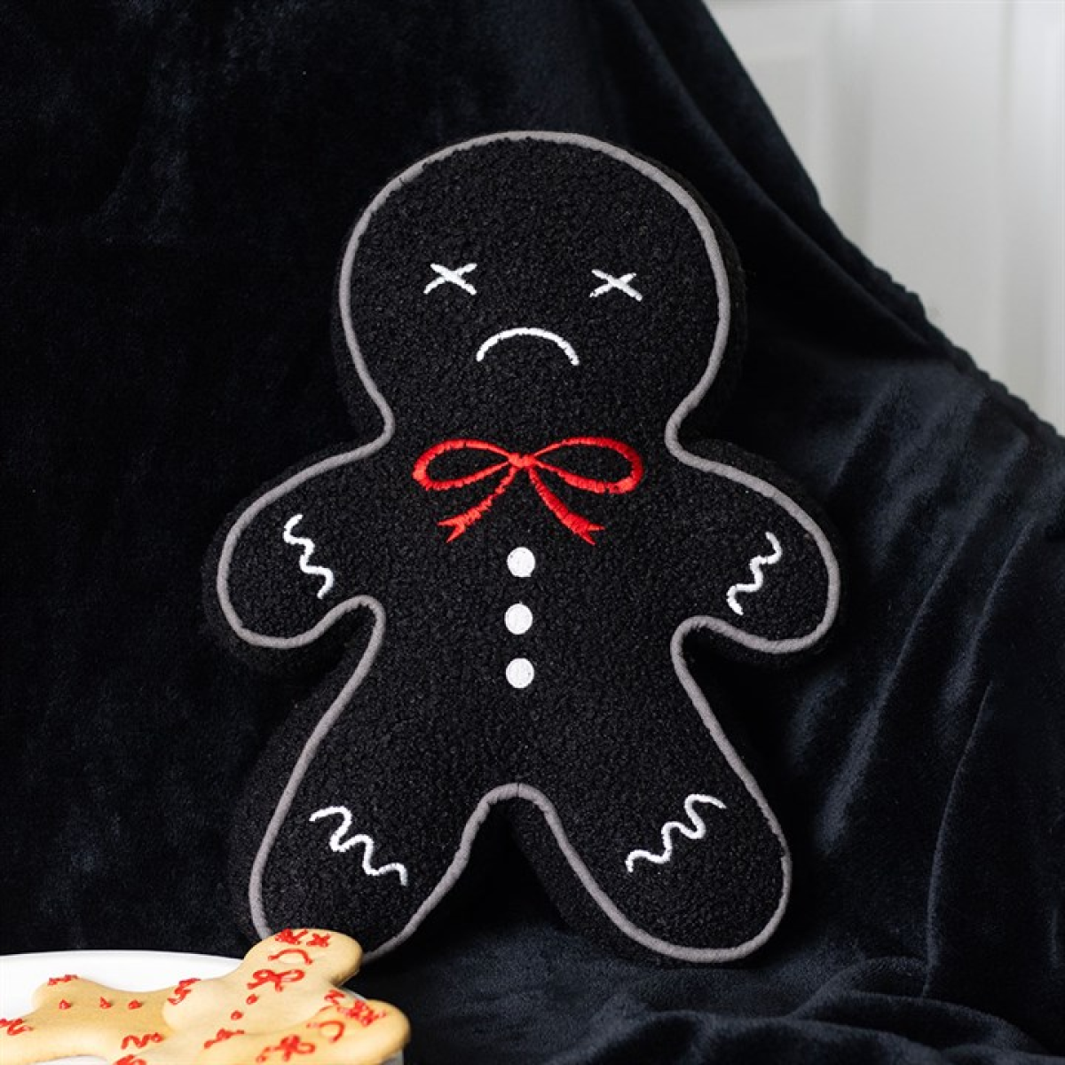 'Spooky Gingerbread Man' Boucle Cushion