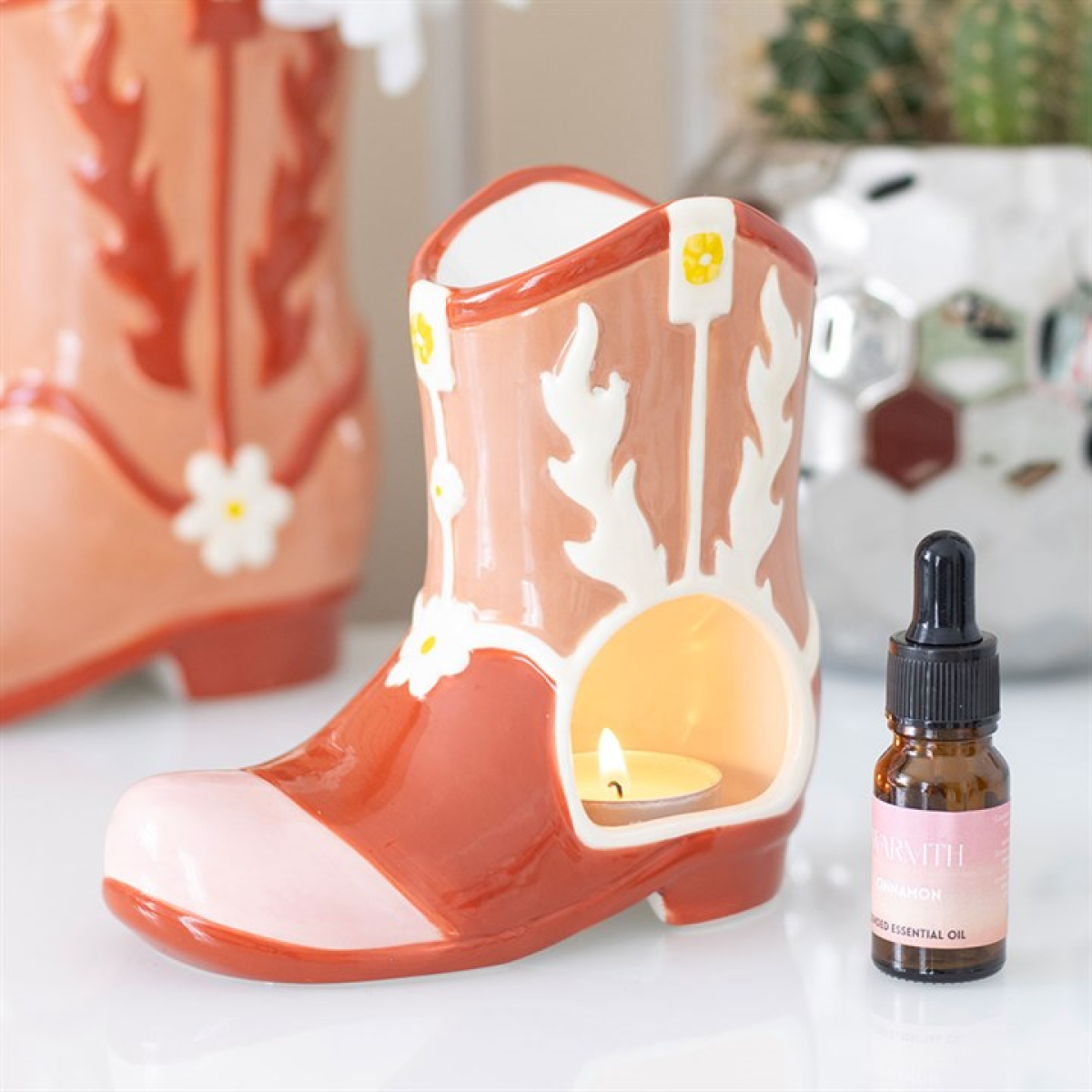 Cowboy Boot Shaped Ceramic Wax Melter I Oil Burner