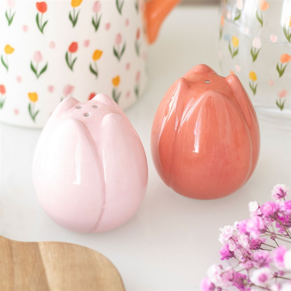 Tulip-Shaped Salt and Pepper Shakers