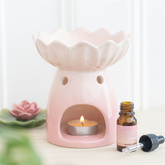 Pink Water Lily Ceramic Wax Melter I Oil Burner