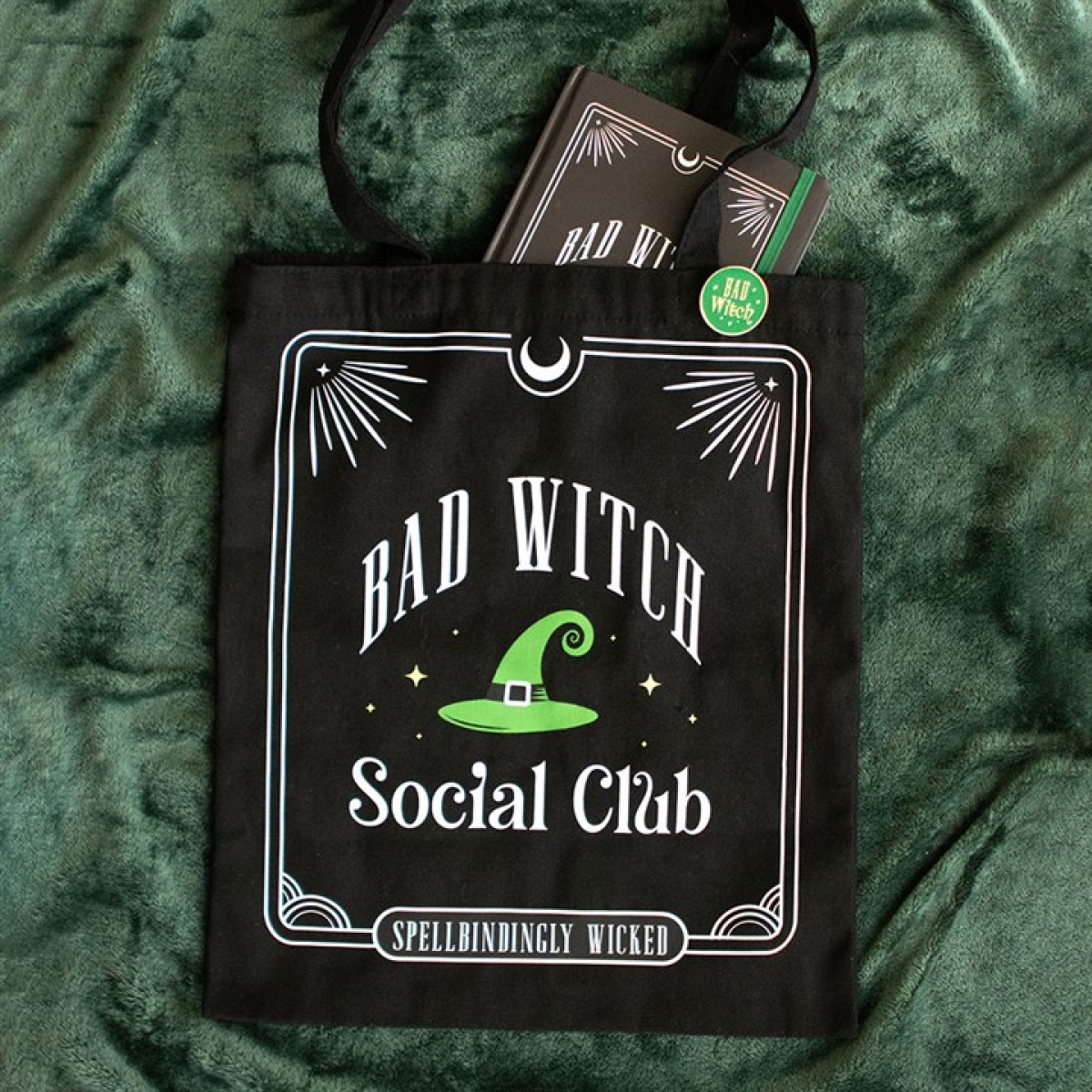 'Bad Witch Social Club' Tote Bag ~ with Pin Badge