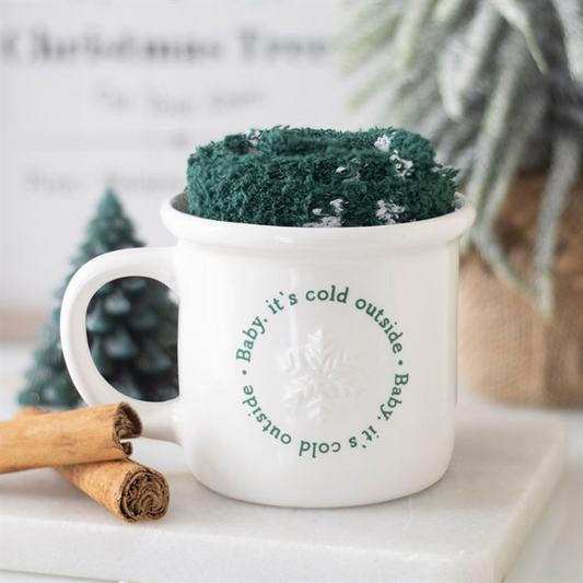 'Baby It's Cold Outside' Mug and Socks Gift Set