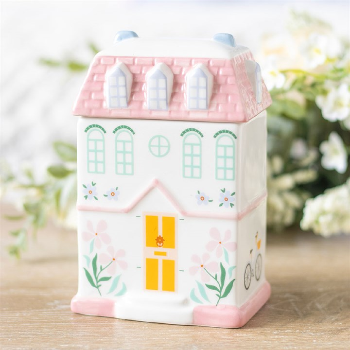 Pastel House Shaped Ceramic Wax Melter I Oil Burner