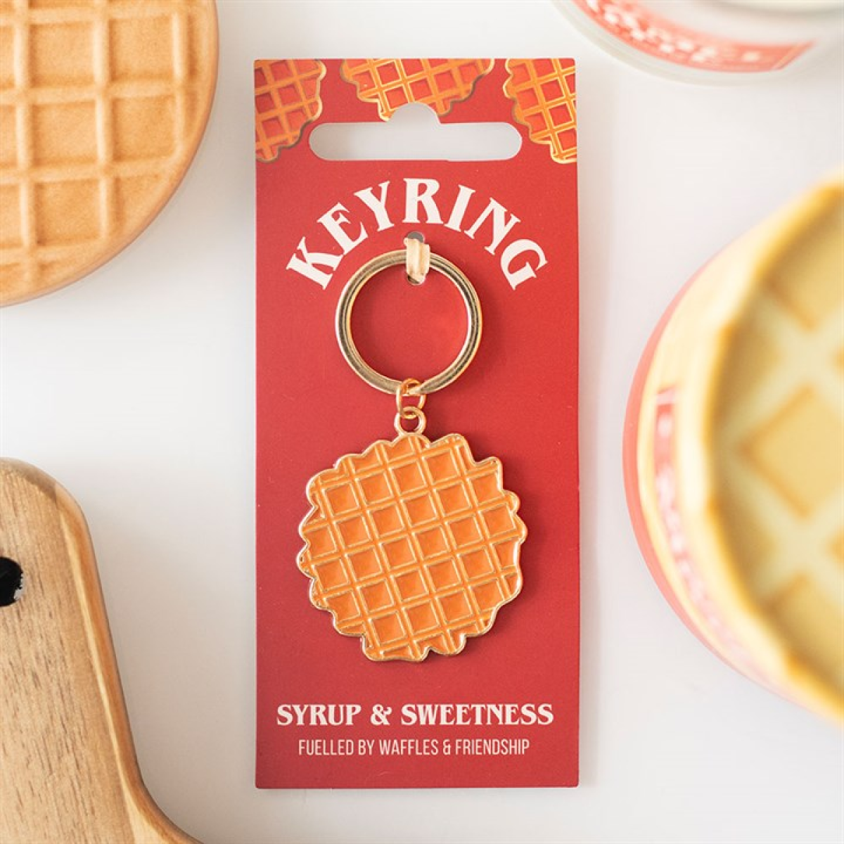 'Syrup & Sweetness' Waffle Keyring
