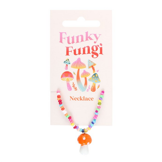 'Funky Fungi' Orange Beaded Pendant Necklace