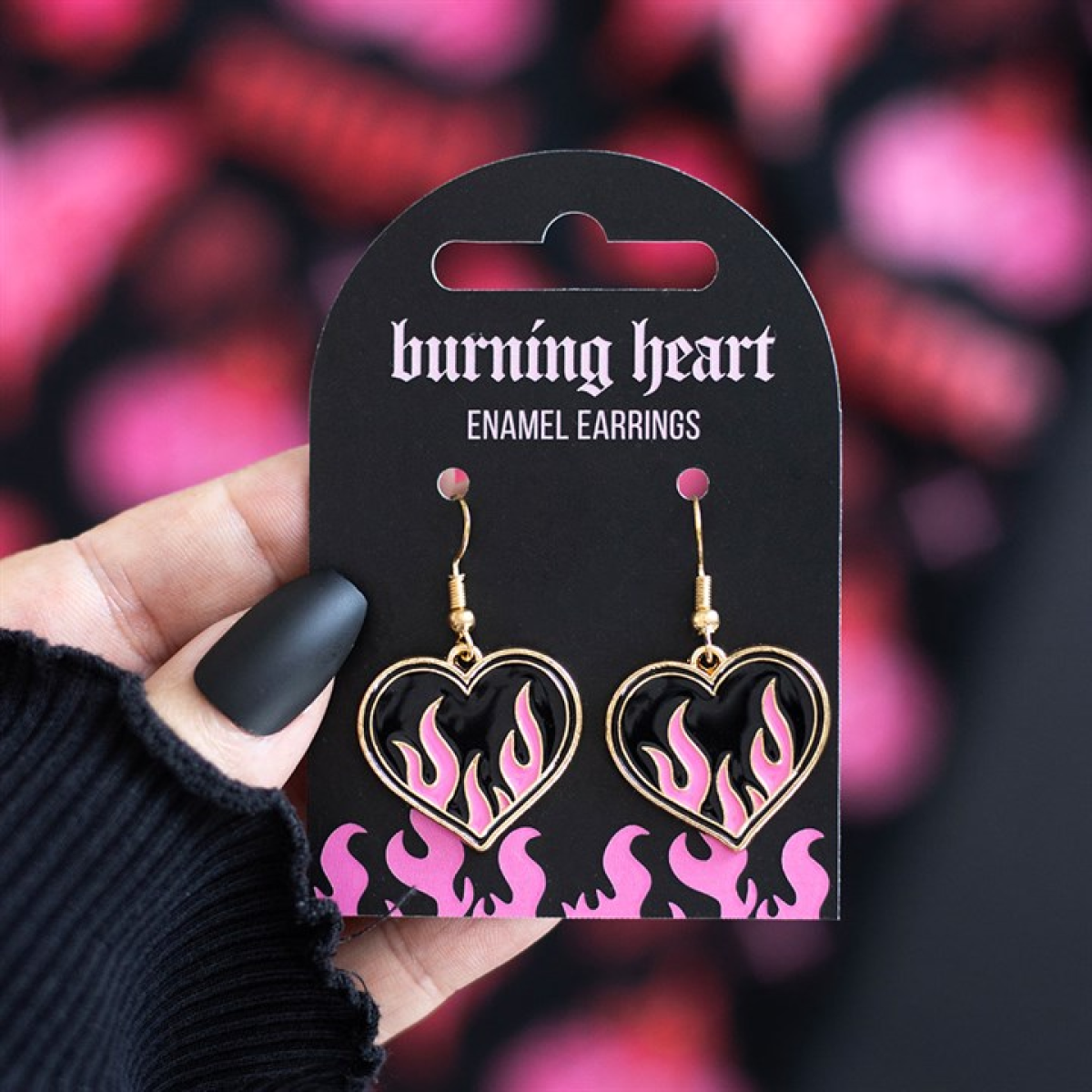 'Burning Heart' Enamel Earrings