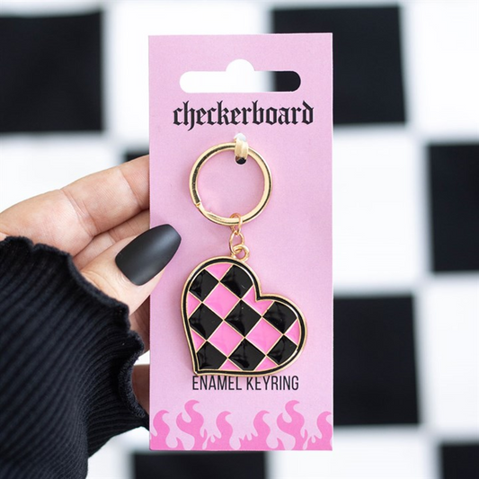 'Checkerboard' Heart Keyring