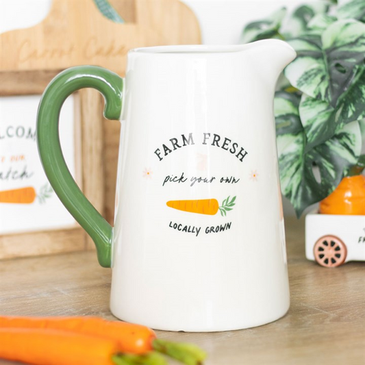 'Farm Fresh Carrot Patch' Ceramic Flower Jug