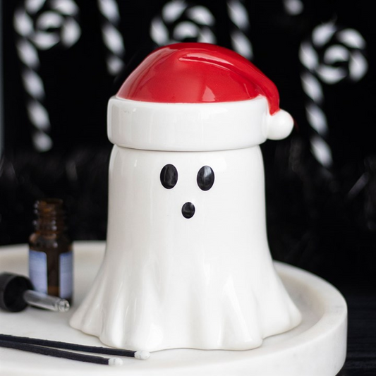 Ghost with Santa Hat Wax Melter I Oil Burner